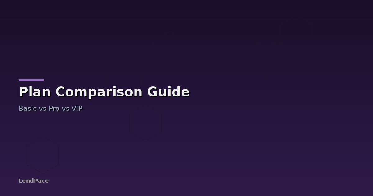 LendPace Plans: Basic, Pro, and VIP Compared